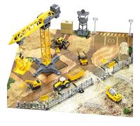 Maycoly Construction Vehicle Set Tower Crane Toy Sets Construction Scene Play Set with Excavator, Tipper Truck,Cement Mixer,Tractor,Rotating Crane,Storage Vehicle Carrier Construction Toys for Kid 3+