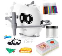 Maycoly Drawing Robot,Dinosaurs Educational Drawing Machine,with 200 Drawing Cards,22 Markers,Voice Interaction,Suitable for children aged 3+(White)