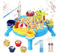 Maycoly Fishing Game Kids Fishing Toy with Music and 45 Fishes 8 Fishings Poles Rotating Board Games Fish Catching Game Learning Educational Gift for Kids Boys Girls 3+