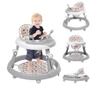 Maycoly Walker with Steering Wheel Play Set, Floor Mat, Push Handle, Can Shade the Sun, Anti-Roll 6-Wheel Lathing, Foldable and Height-Adjustable, Dinner Plate and Brake for 6-18 m