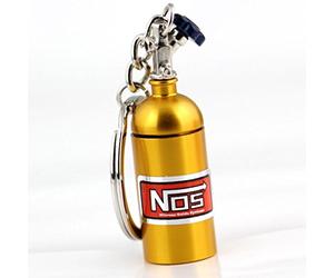 Maycom® Creative New NOS Mini Nitrous Oxide Bottle Keyring Key Chain Ring Keyfob Stash Pill Box Storage Turbo Keychain (Gold)