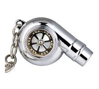 Maycom® Creative Sleeve Spinning Turbo Turbine Turbocharger Keychain Key Chain Ring Keyring Keyfob Key Holder Make Real Whistle Sound (Polished Silver)
