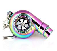 Maycom® Creative Sleeve Spinning Turbo Turbine Turbocharger Keychain Key Chain Ring Keyring Keyfob Key Holder Make Real Whistle Sound (Neo Rainbow)