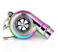 Maycom® Creative Spinning Turbo Keyring Fashion Auto Part Model Car Fan's Favorite Turbine Turbocharger Keychain Key Chain Ring Keyfob (Neo Rainbow)