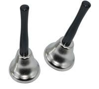 Maydahui 2 PCS Dinner Hand Bell Silver Steel Loud Call Christmas Jingle Bells for Wedding Events Decoration Alarm Inside Classroom Food Line Jingles Ringing