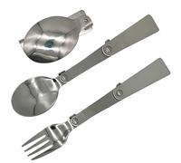 Maydahui 2 PCS Folding Spoon and Fork SUS 18/10（304）Stainless Steel Spork Portable Camping Cutlery Multi-Functional Foldable Fruit Forks for Outdoors Picnic Thermos Travel Tableware