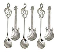 Maydahui 6 PCS Guitar Spoons Music Note Teaspoon Set 18/10(304 )Stainless Steel Musical Notation Dessert Spoon for Coffee Stirring Drink Mixing Jam