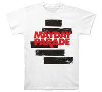 MayDay Parade Men's Black Lines Unisex Crew Neck Cotton Tee Men's Short-Sleeve T-Shirts White L