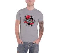 MayDay Parade T Shirt Heart and Flowers Band Logo Official Mens Grey XL