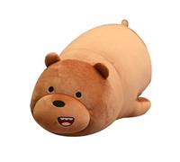 MayDee 3 BareBears Plush Doll, Cute Ice Bear Grizzly Panda Fluffy Stuffed Doll Toys for Kids Kawaii BareBears Cushion Throw Pillow (Brown,38cm)