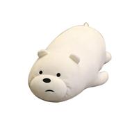 MayDee 3 BareBears Plush Doll, Cute Ice Bear Grizzly Panda Fluffy Stuffed Doll Toys for Kids Kawaii BareBears Cushion Throw Pillow (White,48cm)