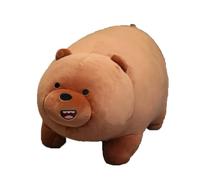 MayDee 3 BareBears Plush Doll - Cute Ice Bear, Grizzly, Panda Stand Bears Stuffed Doll Toys for Kids Kawaii BareBears Cushion Throw Pillow (Brown,38cm)