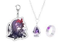 MayDee Madokas Soul Gem Ring, Necklace, Keychain 3pcs Set - Anime Magicas Figure Pendant - Magica Cosplay Accessories (Purple)