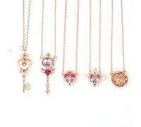 MayDee Magic Wand Heart-Shaped Transformation Charm Necklace Anime Cosplay Accessories 5pcs