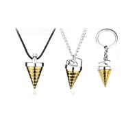 MayDee Tengens Keychain Necklace 3pcs Set, GurrenLagann Pendant Keyring, Anime Figure Simon Cosplay Accessories