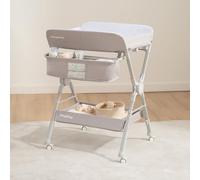 Maydolly Folding & Height-Adjustable Changing Table for Baby, Mobile Changing Table with Wheels, Waterproof and Easy to Clean Changing Caddy, Space Saving Changing Table with Storage Shelves, Up to