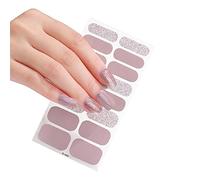 mayDONG 16 Strips Semi Cured Gel Nail Stickers UV Lamp Required Gel Nail Polish Wraps Gel Nail Art Stickers for Women Girls
