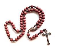 mayDONG Catholic Rosary Beads Necklaces Natural Wood Christian Prayer Cross Chain Religious Jewelry Gift for Men Women Necklaces