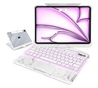MAYDORHER For iPad 10th/11th Generation Keyboard Case, Unique Cyberpunk High-tech 360° Rotating Style with Pressure Reduction Sound Effect for iPad 11 Inch A16-2025/10.9" A14-2022, Transparent White