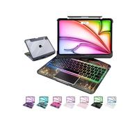 MAYDORHER For iPad 10th/11th Generation Keyboard Case, Unique Cyberpunk High-tech 360° Rotating Style with Pressure Reduction Sound Effect for iPad 11 Inch A16-2025/10.9" A14-2022, Transparent Black