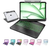 MAYDORHER for iPad A16/A14 Keyboard Case, 360 Rotating for iPad 10th/11th Gen 10.9 Inch Magic Keyboard with Cyberpunk High-tech Style, Pressure Reduction Sound Effect, Transparent White