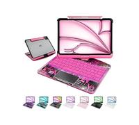 MAYDORHER For iPad Pro 11 Inch Keyboard Case, Unique Cyberpunk High-tech 360° Rotating Style with Pressure Reduction Sound Effect for iPad Pro 11" (M4, 2024), 7 Colors Backlight, Transparent Pink