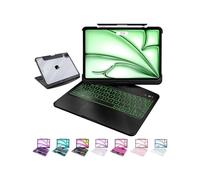 MAYDORHER For iPad Pro 13 Inch Case with Keyboard, Multi Touch Tech Style Trackpad Keyboard Case with 360° Rotating Stand Only for iPad Pro 13" (M4, 2024), 7 Colors Backlight, Black
