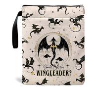 Maydvdv Book Cover with Zipper, Dragon Design, Polyester, Waterproof, Hand and Machine Washable, for Books, Gifts for Women, Teachers, etc.