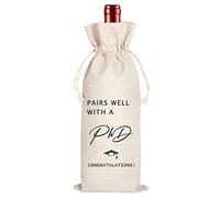 Maydvdv Pairs Well With A PHD | Graduation Wine Bag | PHD Graduation Gift | Funny Graduation Gift | Gift for Her | Gift for Him | Congrats Grad | Graduation Party Favors | Class of 2025 11WB29