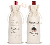 Maydvdv Pairs Well with Becoming A Registered Nurse Wine Bag Gift | Nursing Gifts | Graduation Wine Bag | Funny Nurse Week Gift | Gift for Him Her | Class of 2025 (Beige-NURSE)