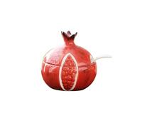 MayeBridge Cute Fruit Sugar Bowl,Pomegranate Sugar Bowl,Pomegranate Jar,Ceramics Salt Pot,Pepper Storage Jar with Lid and Spoon,Seasoning Box Condiment Pots(Pomegranate)
