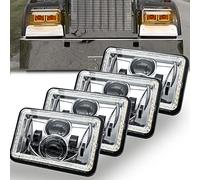 MAYELLO 4x6 Led Headlights Dot Approved Hi/Lo Sealed Beam with Drl Amber Turn Signal Light Replacement Assembly H4651 H4652 H4656 H4666 H6545 Compatible with Freightliner Peterbilt Kenworth-Chrome