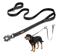 Mayerzon 6FT Tactical Heavy Duty Dog Leash No Pull with 2 Padded Handles | Reflective Walking Training Leash for Large Medium Dogs that Pull, Locking Frog Clip, Control Leash for Collar Harness, Black