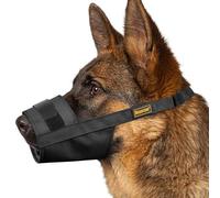 Mayerzon Dog Muzzle for Large Medium Small Dogs, Adjustable Fit, Soft & Sturdy Fabric, Prevents Fierce Barking Biting Chewing, Ideal for Grooming Walking Vet Visits, Allows to Pant Drink (Black, S)