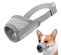 Mayerzon Dog Muzzle, Puppy Soft Mesh Muzzles for Grooming Biting Chewing | Breathable Muzzle for Medium Dogs Jack Russell Terrier, For Vet Visits, Nail Trimming, Allows Panting Drinking | Grey, M