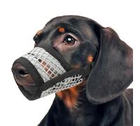 Mayerzon Dog Muzzle, Soft Mesh Muzzles for Small Dogs Chihuahua Toy Poodle Dachshund, Breathable Dog Mouth Guard for Biting Chewing Grooming, Allow Panting Drinking (M, Black Trim)