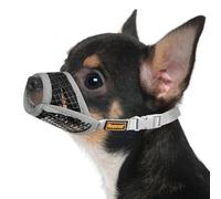 Mayerzon Dog Muzzle, Soft Mesh Muzzles for Small Dogs Chihuahua Toy Poodle Dachshund, Breathable Dog Mouth Guard for Biting Chewing Grooming, Allow Panting Drinking (XXS, Grey Trim)