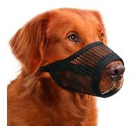 Mayerzon Dog Muzzle, Soft Mesh Muzzles for Small Medium Large Dogs Chihuahua Poodle Husky Labrador Retriever, Breathable Dog Mouth Guard for Biting Chewing Grooming, Allow Panting Drinking (L, Black)