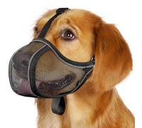 Mayerzon Dog Muzzle to Prevent Biting Scavenging Chewing, Soft Mesh Puppy Muzzles for Large Sized Dogs, Breathable, Reflective, Adjustable Mouth Guard for Grooming Walking Training (Black,XS)
