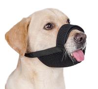 Mayerzon Dog Muzzle with Hook and Loop for Large Medium Small Dogs, Patented Soft Mesh Beagle Labrador Puppy Muzzles for Biting Chewing Grooming, Breathable, Adjustable (Black, XXS)