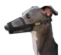 Mayerzon Greyhound Whippet Dog Muzzle, Soft Mesh Muzzle for Long Nose Dogs to Prevent Excessive Biting Chewing Eating, Suitable for Grooming Walking Vet Visits, Allowing Drinking Breathing (Black, S)