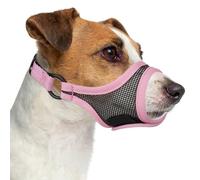 Mayerzon Mesh Dog Muzzle for Short Snout Breeds, Hook & Loop (Pink, S)