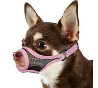 Mayerzon Mesh Dog Muzzle for Short Snout Small Dogs, Adjustable Muzzle for Chihuahua Yorkshire Shih Tzu, Prevent Fierce Barking Biting Eating, for Grooming Vet Visits, Allow to Pant Drink (Pink, XS)