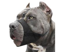 Mayerzon Pitbull Muzzle, Soft Dog Muzzle with Anti-Slip Strap for American Bully Bulldog Boxers Rottweilers, Fabric Mouth Guard for Medium Large Short Snout Dog Anti Biting Chewing, Allow to Drink