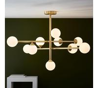 mayetta 10 opal glass pendant ceiling light in brushed satin gold