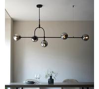 mayetta 5 smoked mirrored glass pendant ceiling light in black