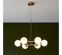mayetta 6 light glass pendant ceiling light in satin brushed gold