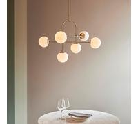 mayetta 6 opal glass pendant ceiling light in antique brass