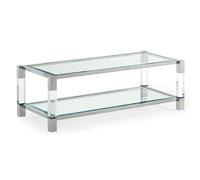 mayetta clear glass top coffee table with stainless steel frame