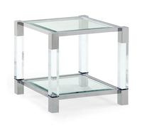 mayetta clear glass top end table with stainless steel frame